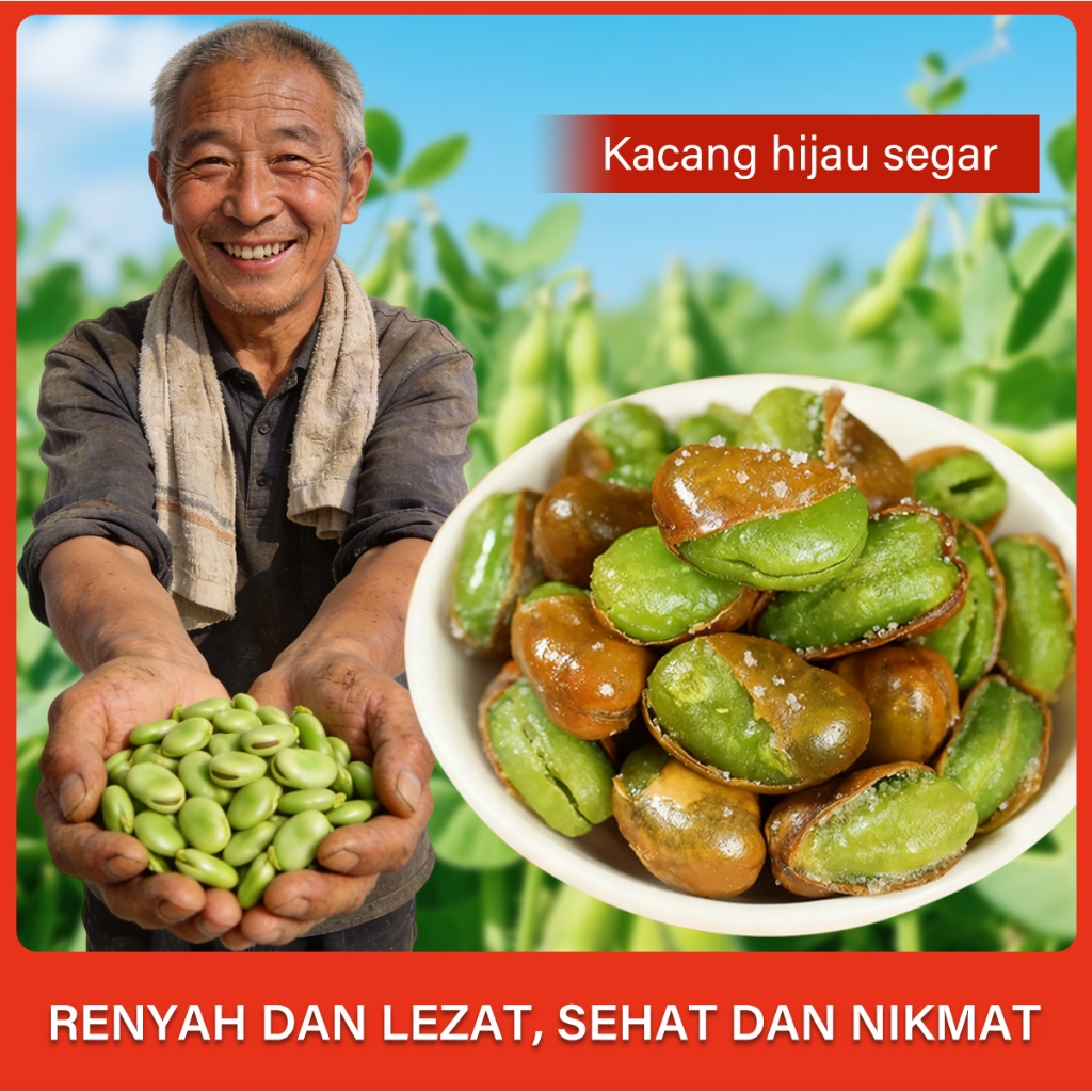 COD/Renyah Alami & Bergizi Kacang Fava Hijau Organik / Camilan Sehat / Snack Renyah