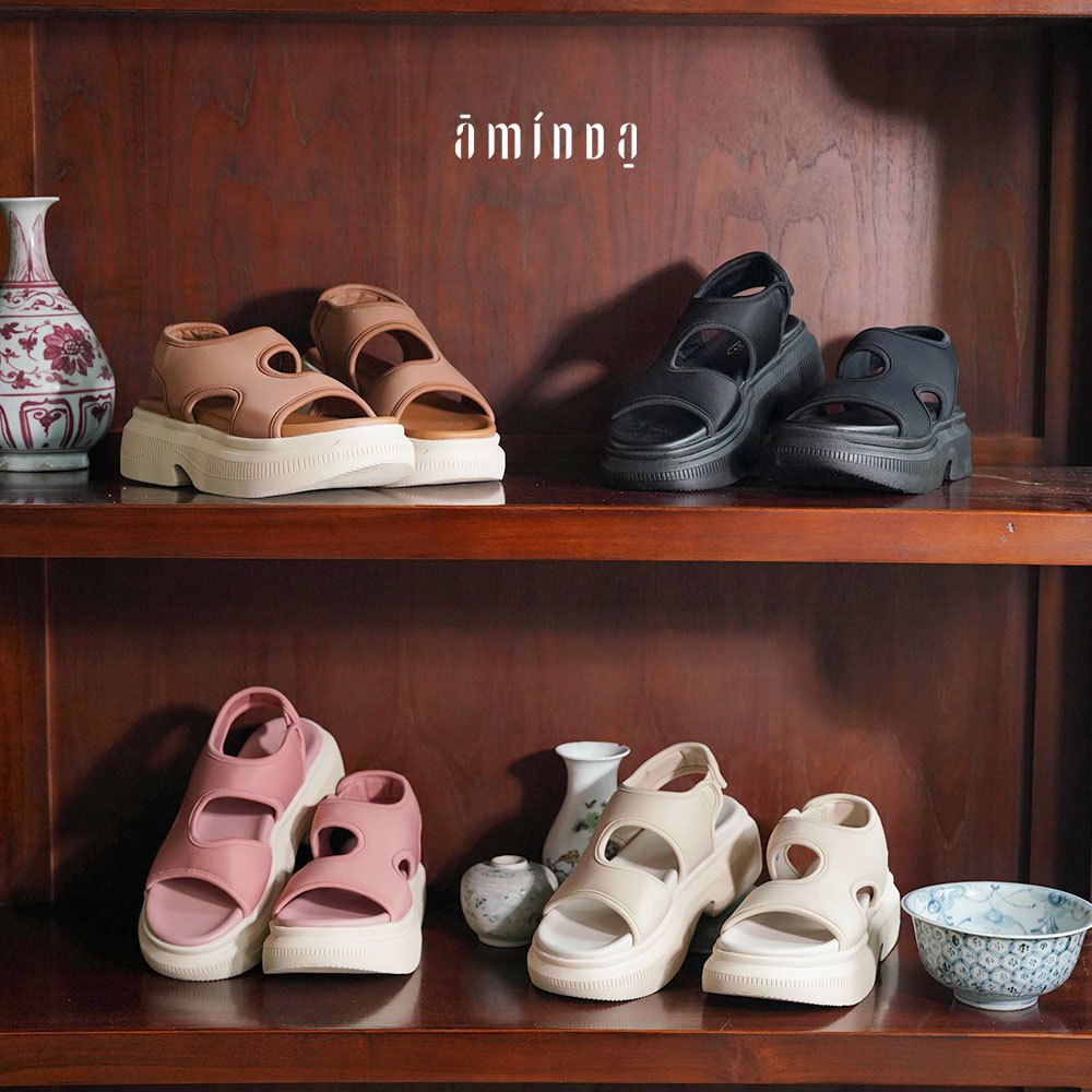 Aminda Inggit Sandal - Sendal Wanita Platform Lentur Lembut Ringan Mewah