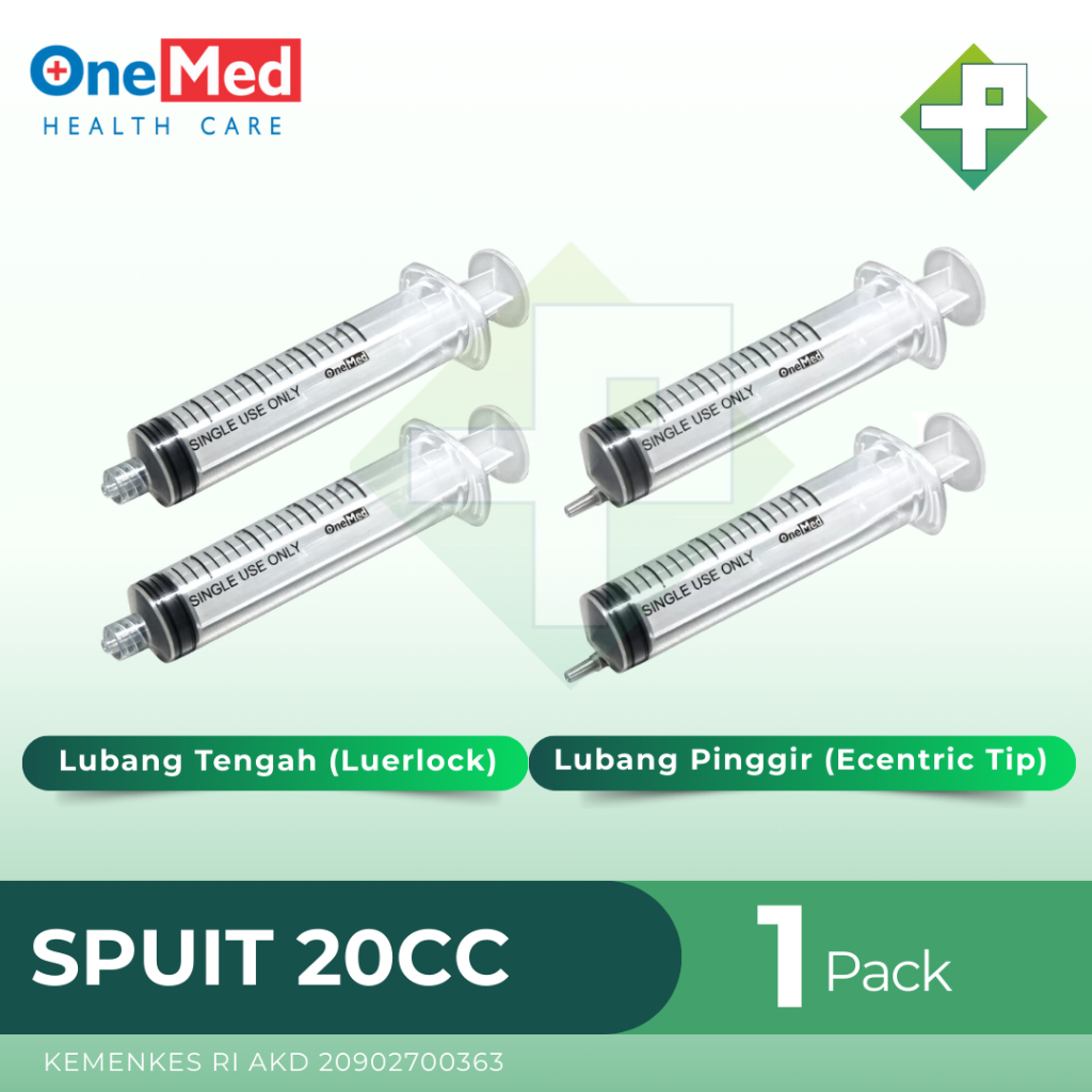 Onemed - Spuit 20cc | Syringe 20cc Lubang Tengah & Lubang PInggir PACK | PENTALOGY