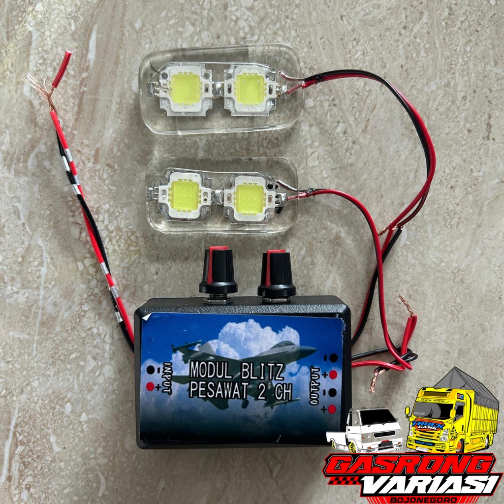 Lampu Blitz Pesawat Truk & Pickup. Lampu Kolong Blitz Plus Modul Pesawat 2CH, 12-24v Waterproof