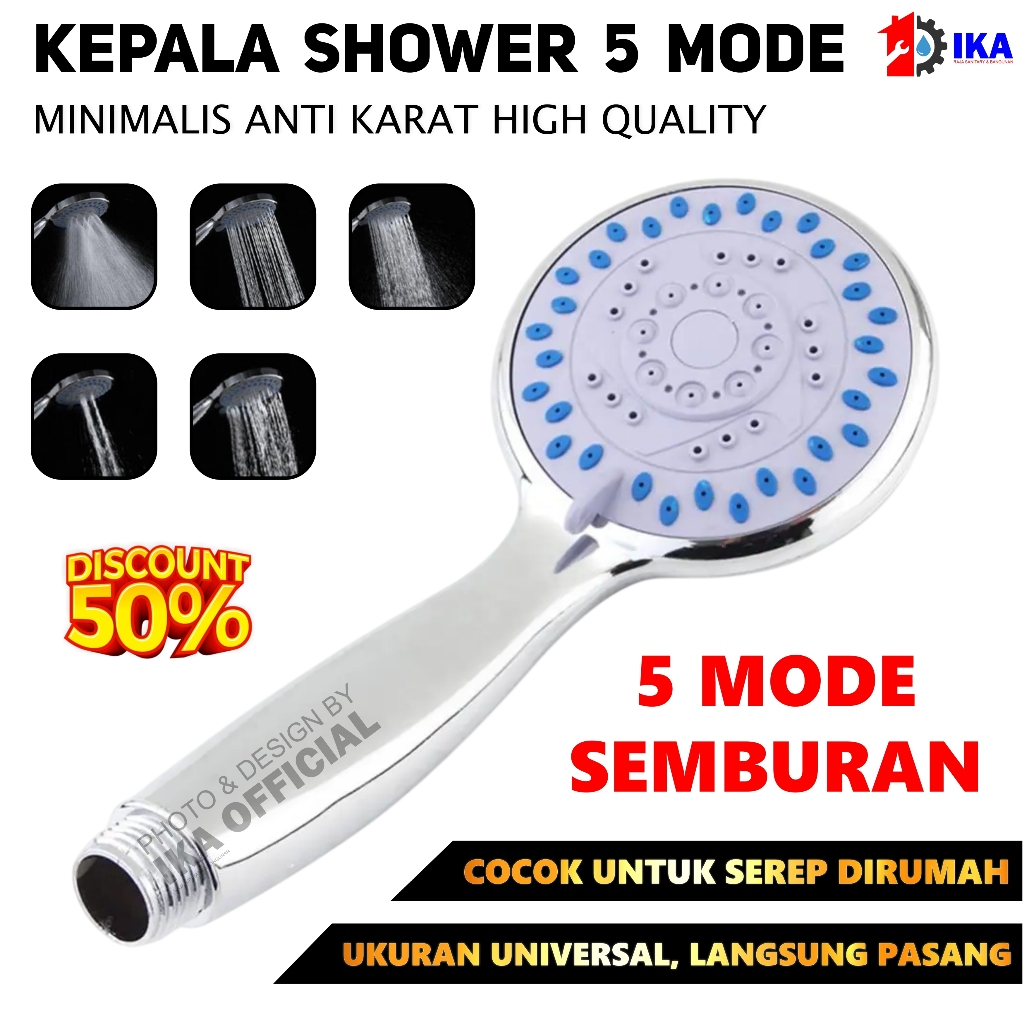KYS KEPALA SHOWER MANDI 5 MODE MINIMALIS (SALE) MURAH / KEPALA SHOWER MANDI SILVER PREMIUM SHOWER