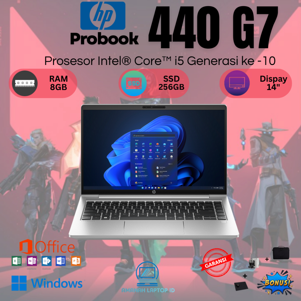 HP Probook 440 G7 Core i5 Gen 10 RAM 8GB SSD 256GB Touchscreen