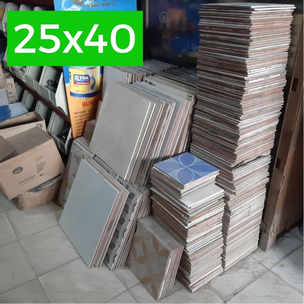 Keramik Licin Kasar 25 x 40 cm BS / Satuan / Sisa Keramik Lantai Kamar Mandi RANDOM