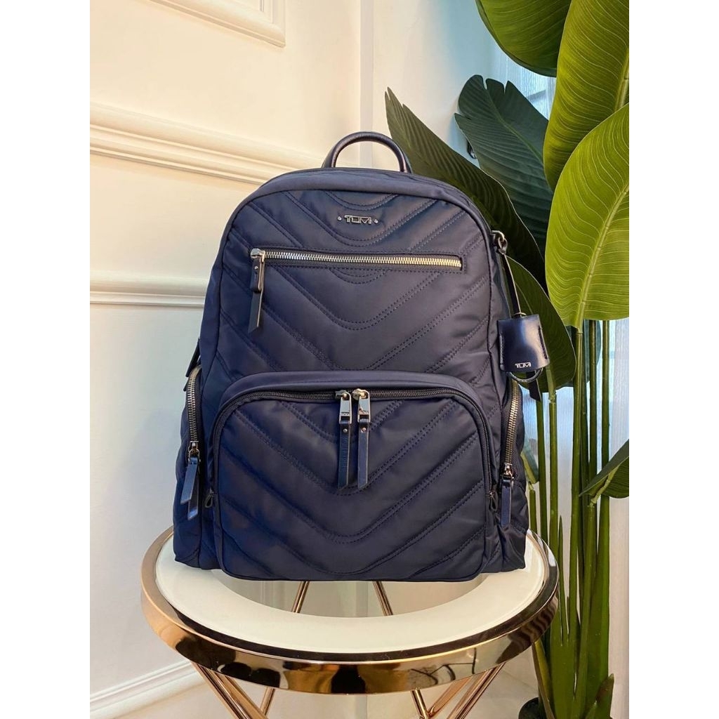 Ready Tumi Caren Backpack River Blue Quilted