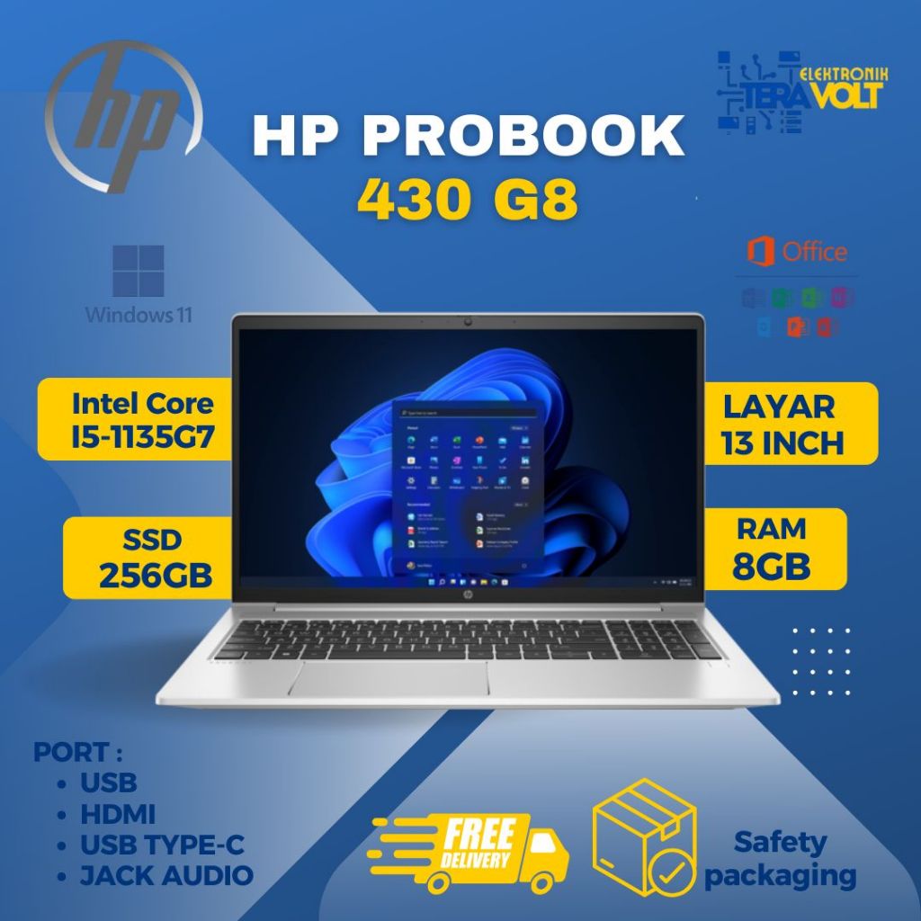 HP Laptop Second Probook 430 G8 I5 GEN 11 Windows 11 Layar 13"