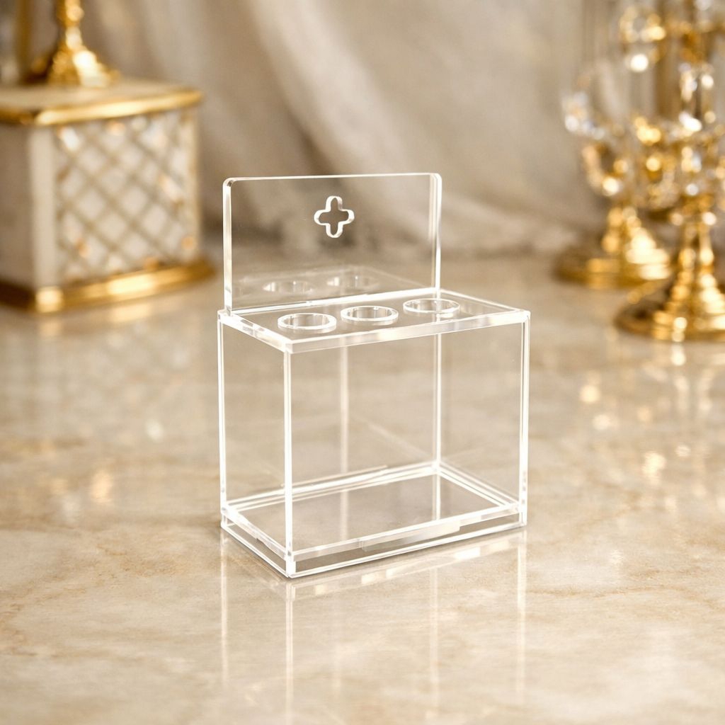 Display dinding Botol bahan Akrilik 3mm 3 Lubang Diameter 15mm Rak Botol Mini Wall Display Acrylic S