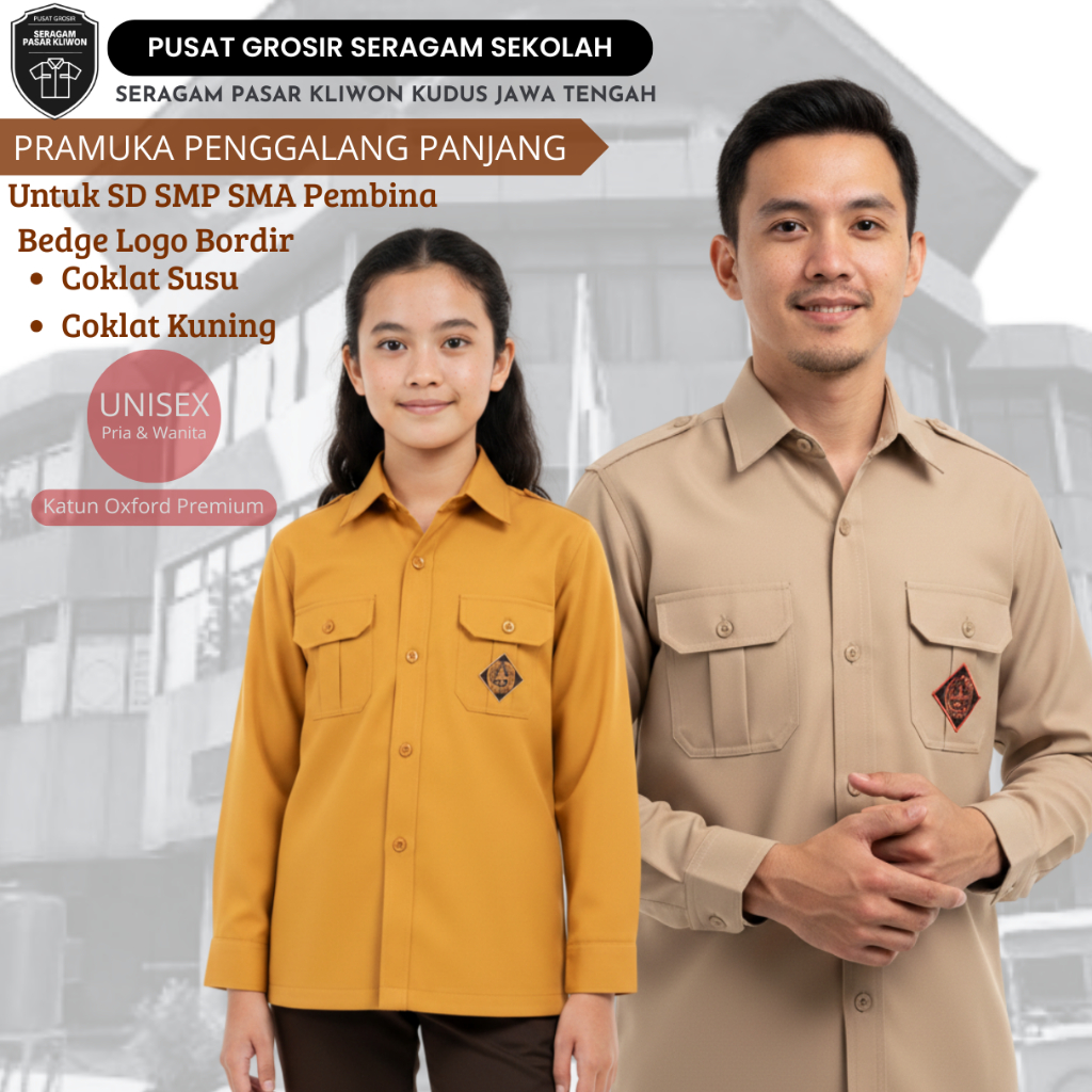 Seragam Pramuka Lengan Kemeja Seragam Pramuka Lengan Panjang Pramuka Penggalang Panjang Saku Dua PDL