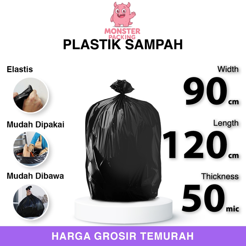 Plastik Sampah Hitam 90x120cm Jumbo Anti Bocor