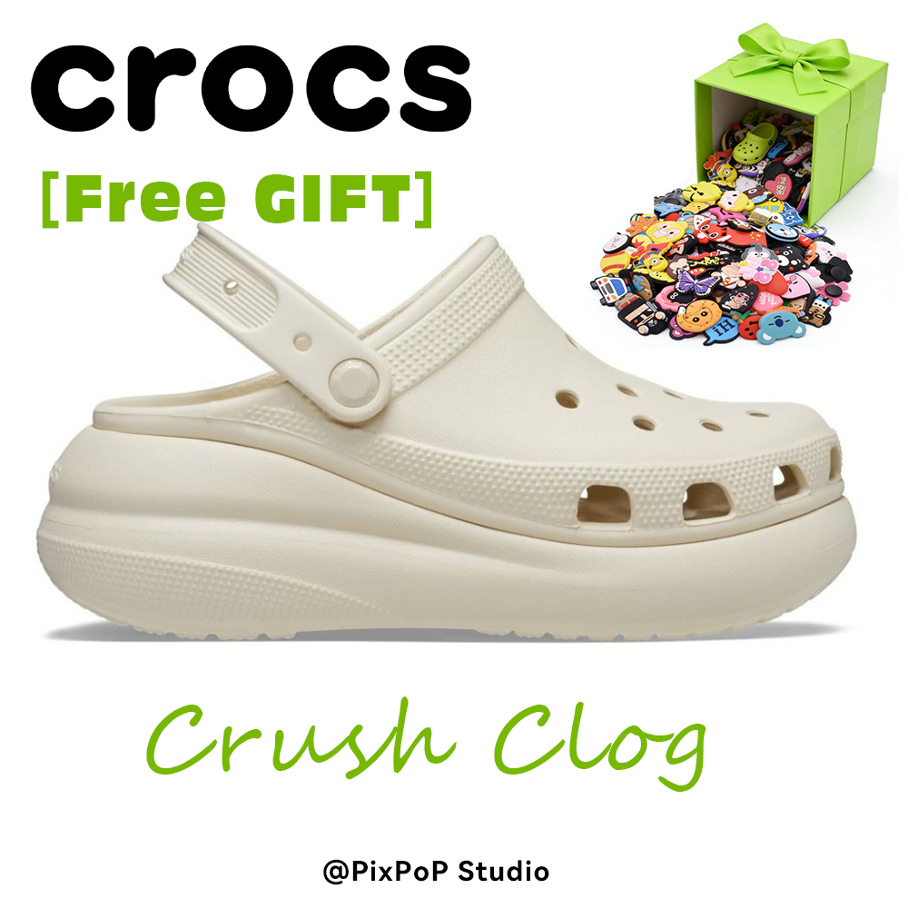 [COD]Crocs Crush Clog Platform Unisex Tinggi 6cm Sandal/Wanita Pria Sandal Slop Karet Empuk Anti Sli