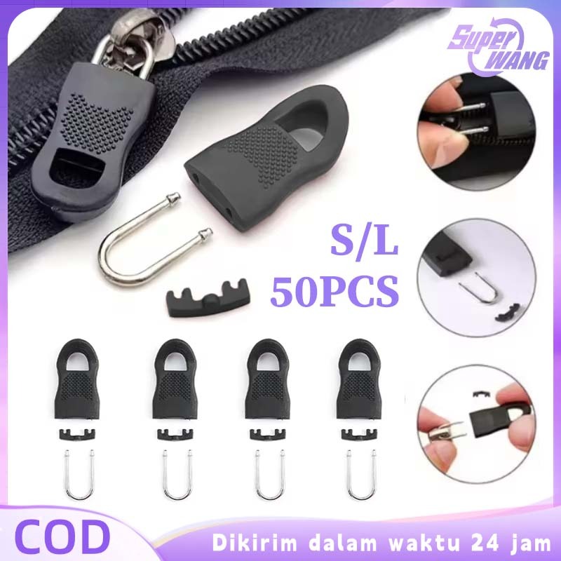 50 Pcs / Set Kepala Resleting Tas Sekolah Pengganti Resleting Koper Rusak Tahan Lama Pengait Resleti