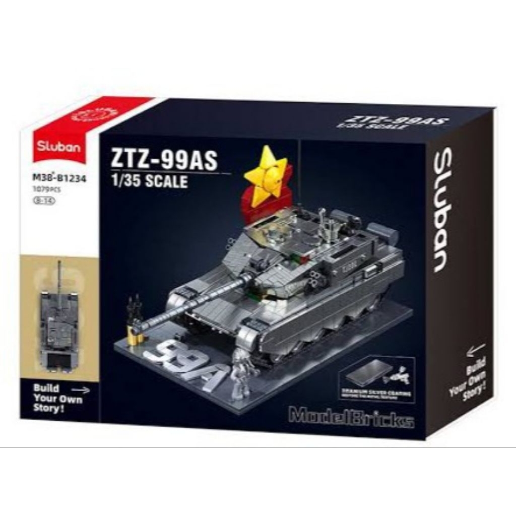 SLUBAN Sluban Bricks Tank Army ZTZ-99AS Metal Coating Version B1234