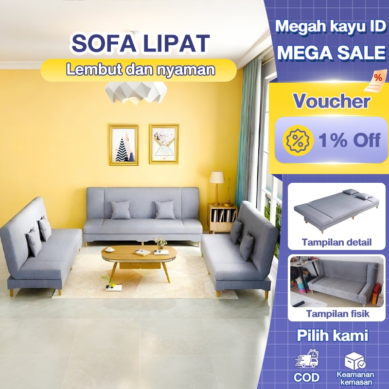 Sofa Lipat Sofa Bed Multifungsi 2in1 Fabric Empuk Estetik Minimalis Cocok Untuk Ruang Kecil