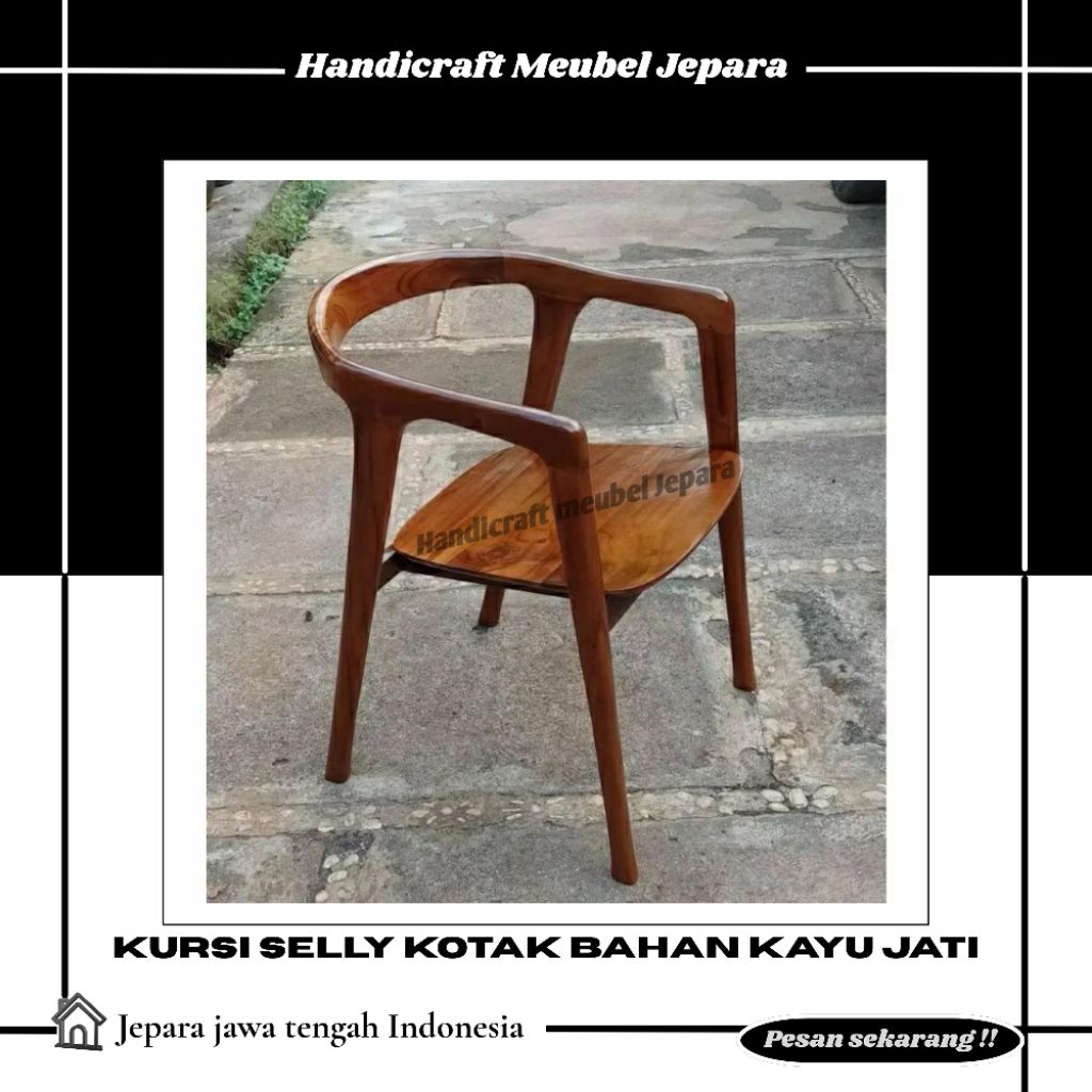 Kursi selly kotak, kursi teras, kursi makan, kursi cafe estetik. Bahan kayu jati | READY STOCK.TERMU