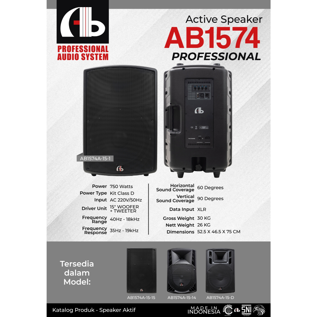 AB Speaker Aktif 15 Inch With Kit Class D Cipta Suara Elsound