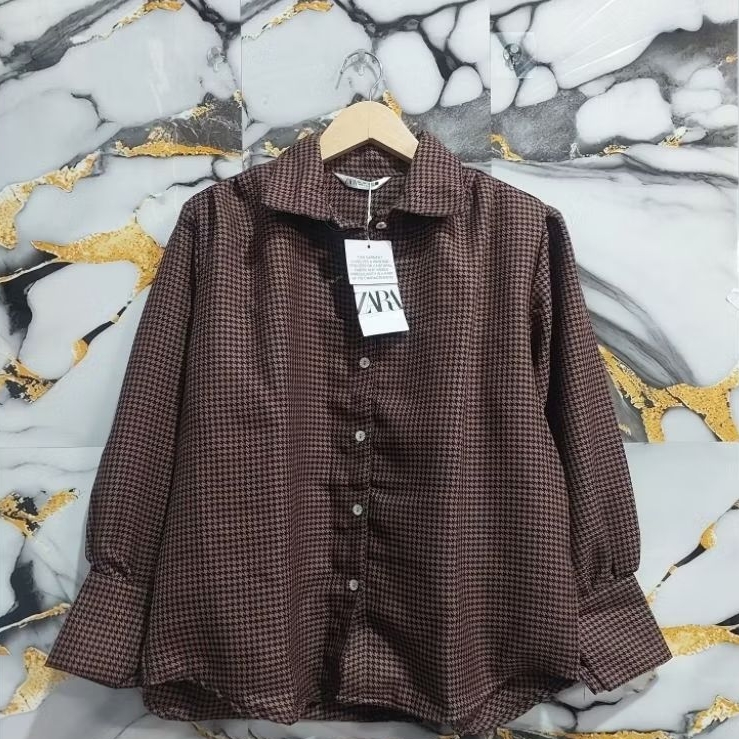 ZARA BLOUSE TWEED HS LENGAN PUFFY BALON CROPTOP