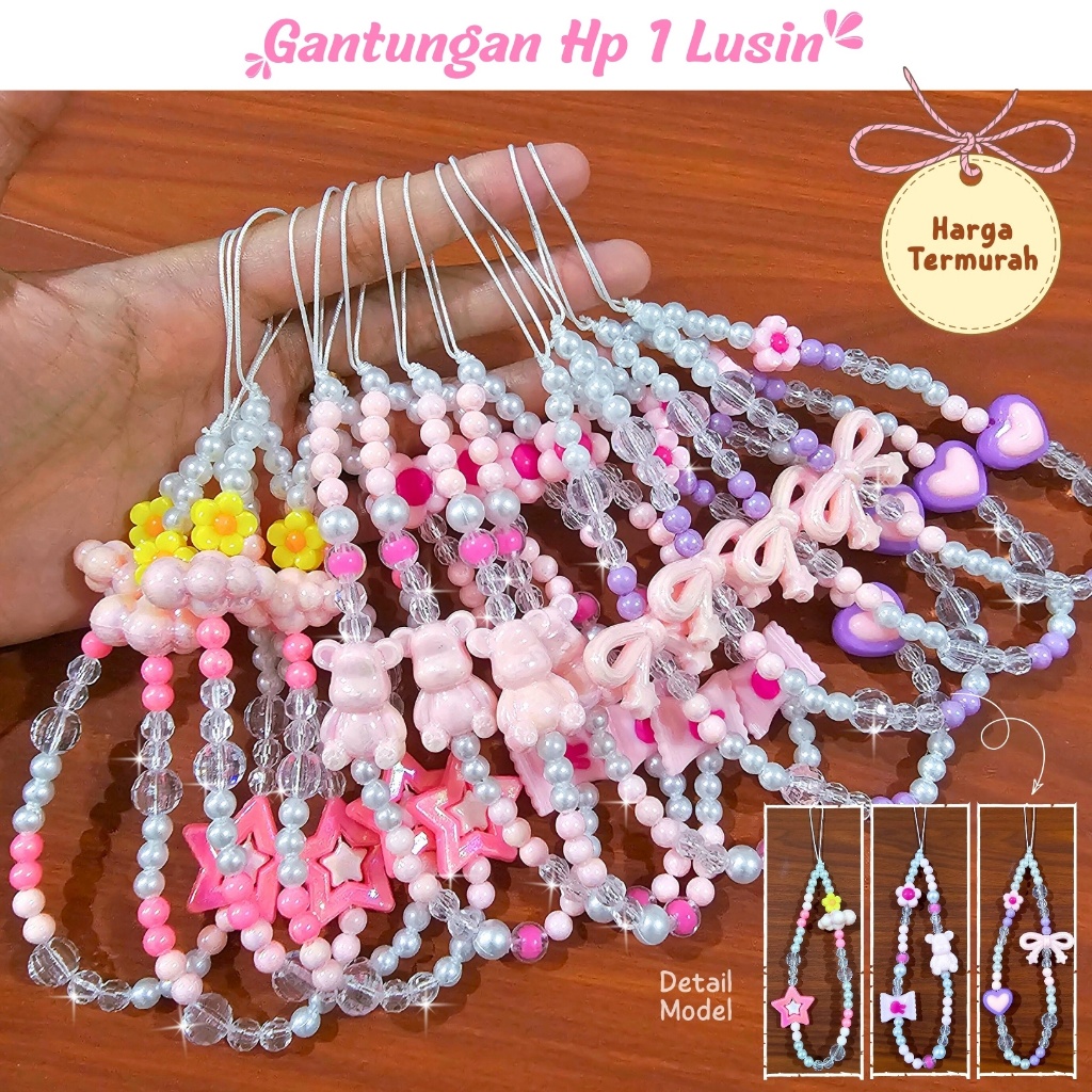 (12 pcs) Gantungan Hp Phone Strap Gantungan Tas Bag Charm Gantungan Kunci Keychain Barang Grosir Aks
