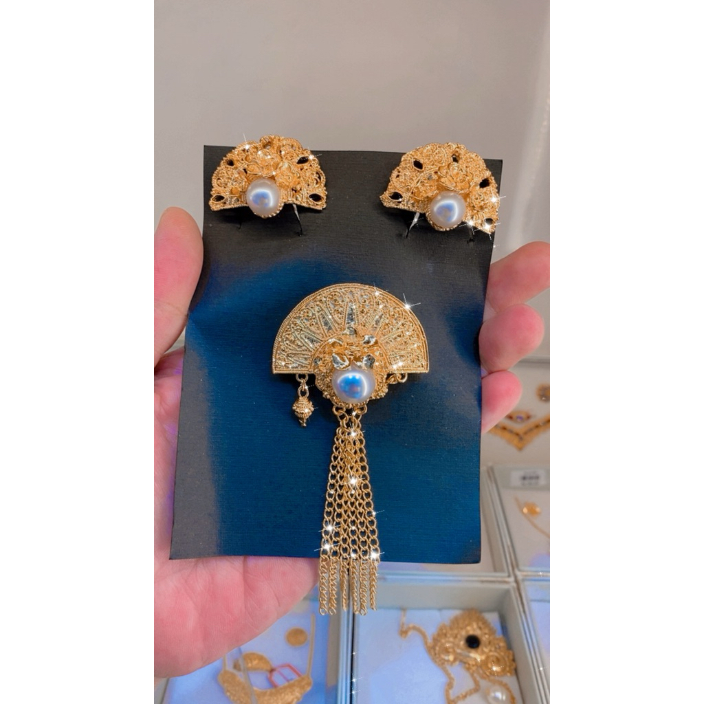 set bros bali tembaga lapis emas pria wanita