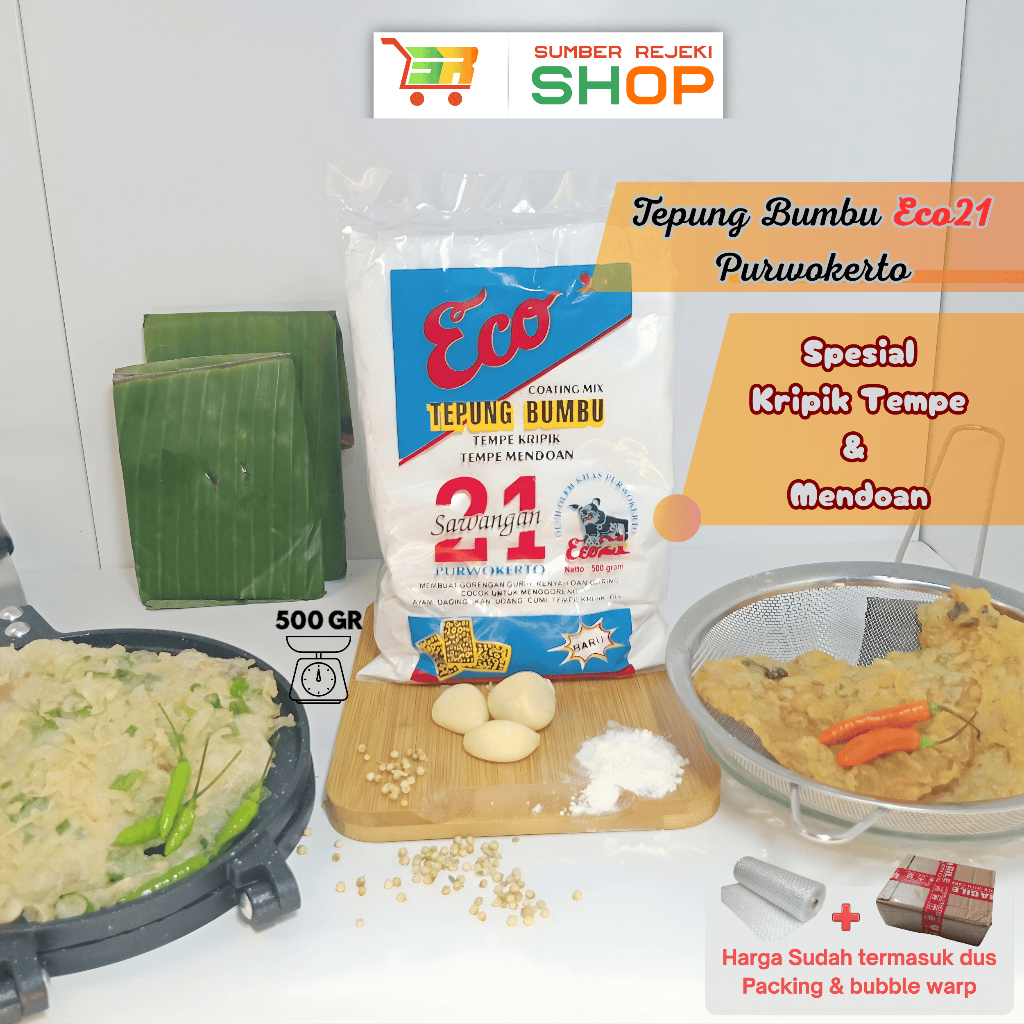 Tepung Bumbu Spesial Kripik Tempe & mendoan Eco 21 sawangan 100g / 500gr | Asli Purwokerto | Gurih, 