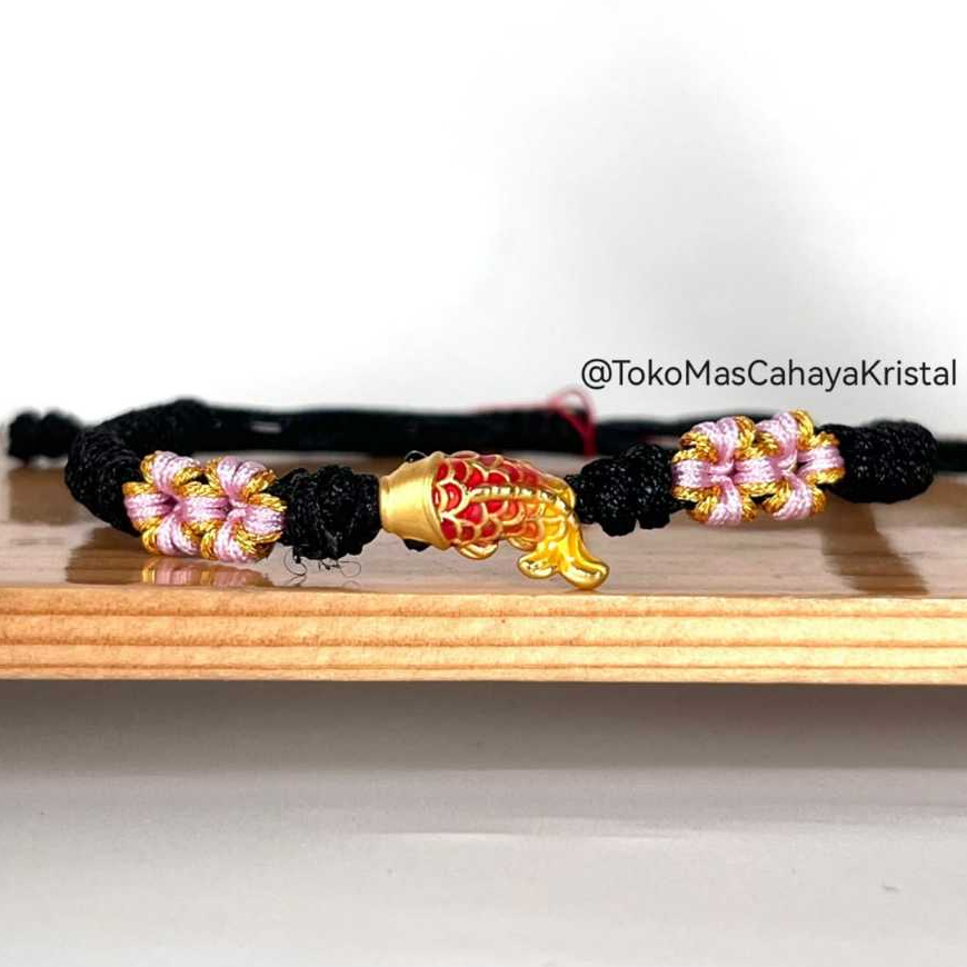 Gelang Tali Emas Charm Ikan Koi Oren Merah Kokoha 24k  - Gold Bracelet