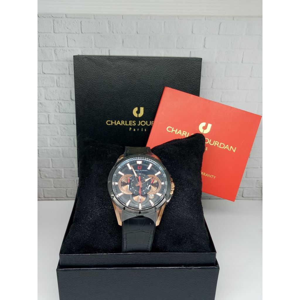 Jam tangan analog pria Leather CHARLES JOURDAN CJ1029-1532c garansi resmi original 1thn