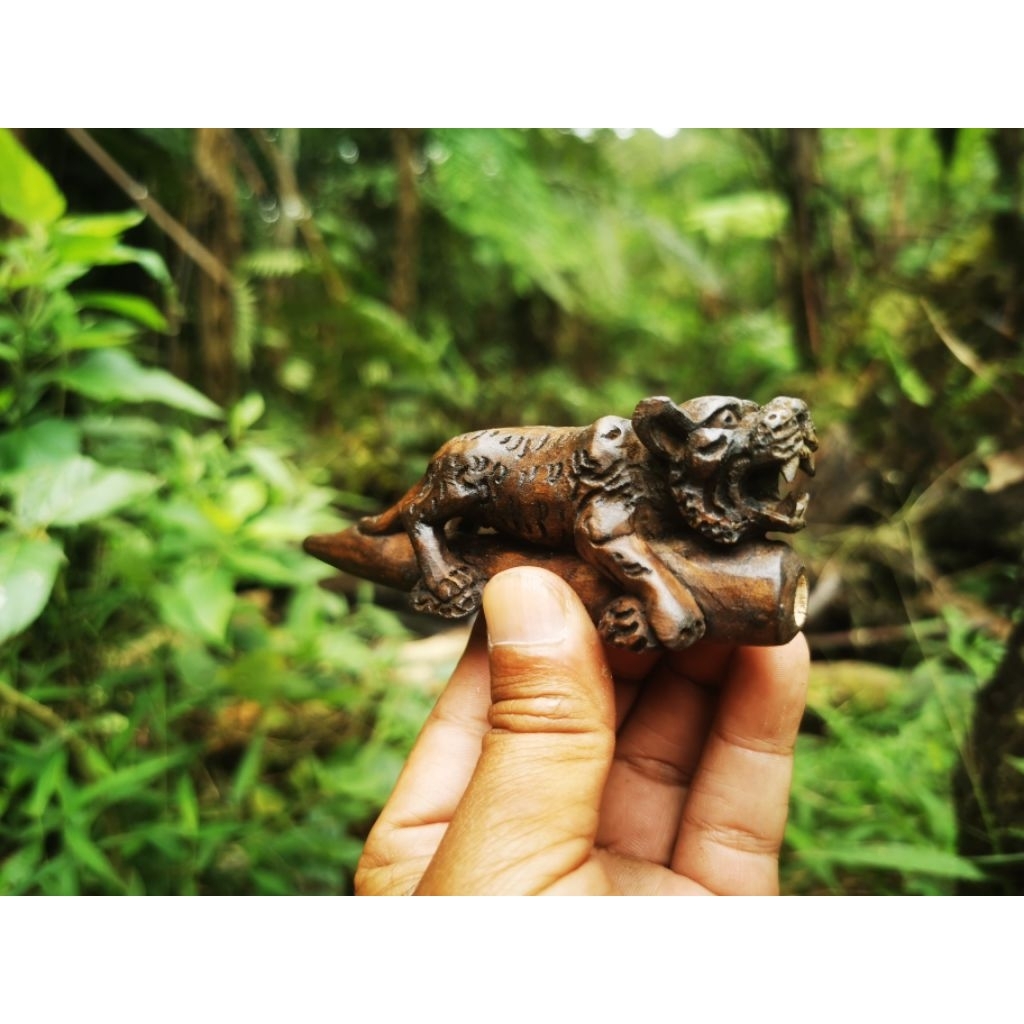Pipa Once Kayu Kaboa Ukir Macan Buhun – Handmade Asli Natural