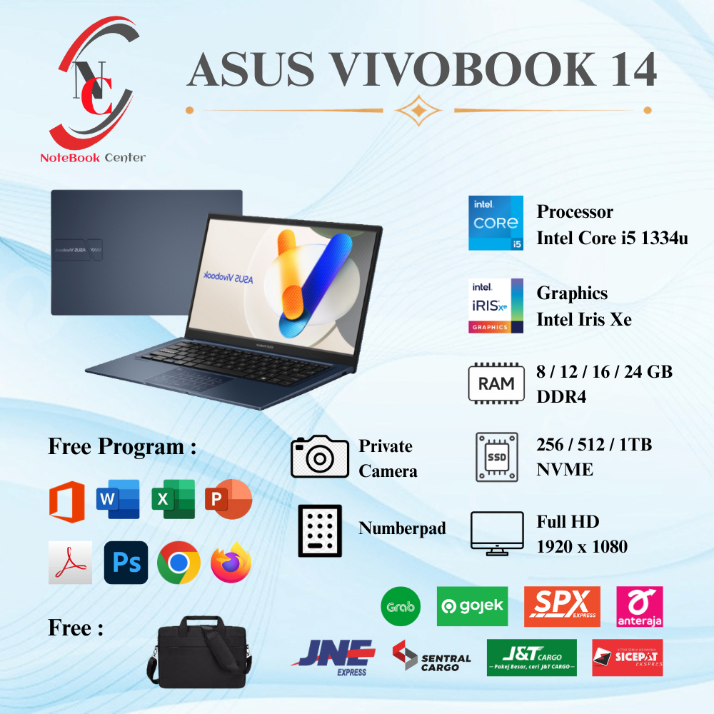 Laptop Baru Asus Vivobook 14 Intel Core i5 Gen 13 dan Intel Core 5 Gen 14 RAM 24GB SSD 1TB