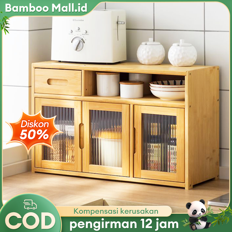 Lemari Dapur Lemari Dapur Bambu Lemari Penyimpanan Dapur Rak Dapur Tertutup Rak Dapur Serbaguna
