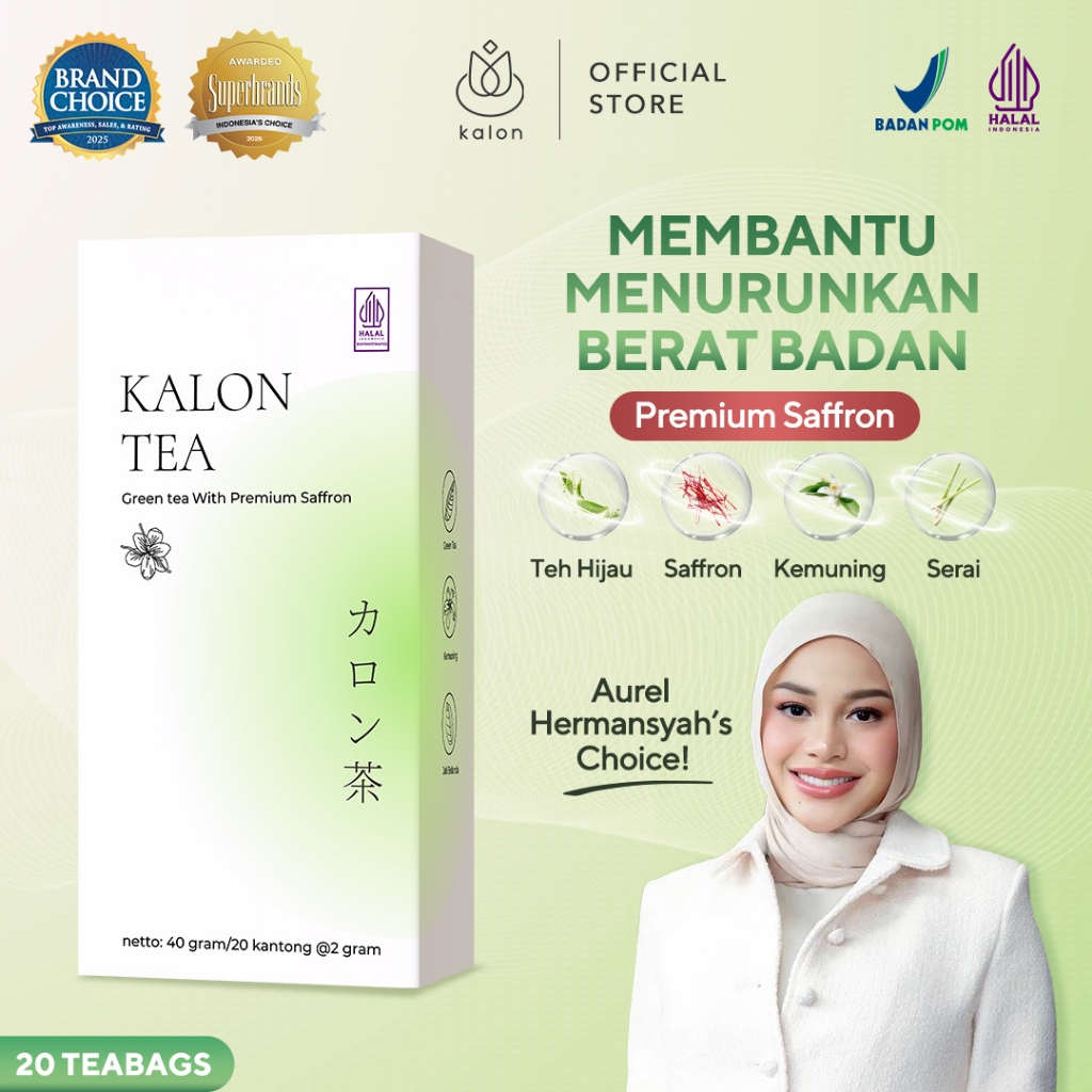 Kalon Teh Hijau Premium Saffron | Teh Pelangsing Herbal | Teh Hijau | Pelangsing BPOM