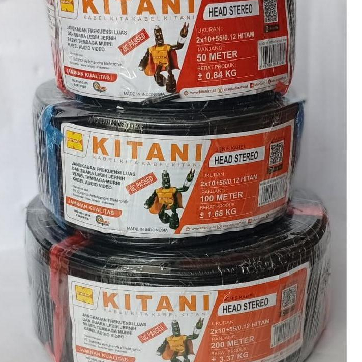 kabel head skerem stereo 1 rol merk kitani panjang 100 meter ( bukan kabel mic ) bagus