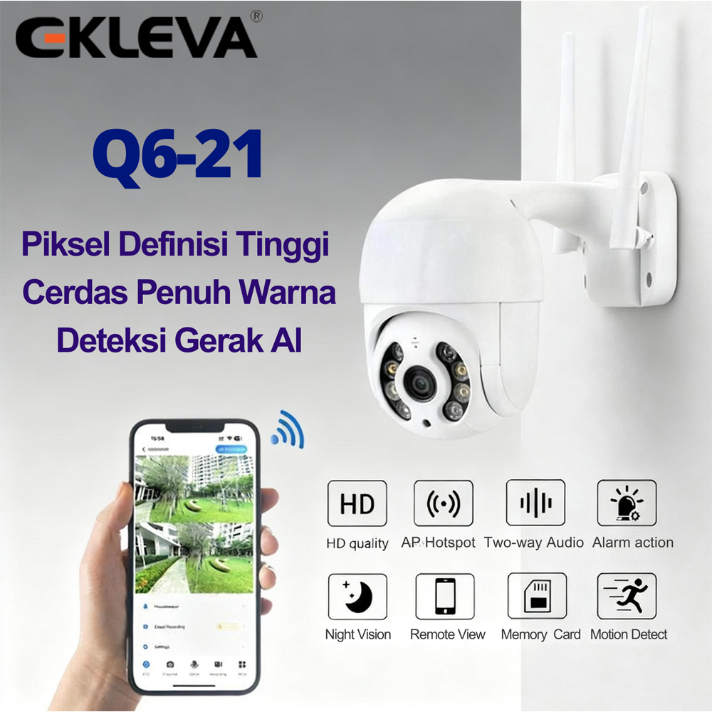 EKLEVA Kamera CCTV WiFi Night Vision Jelas Anti Air Rumah Toko