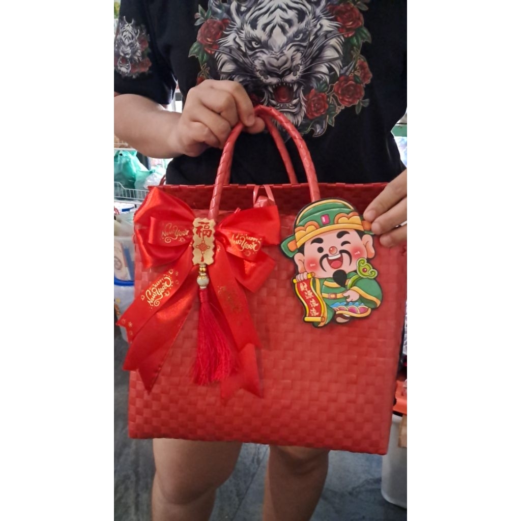 Tas Anyaman Hampers Imlek dengan penutup