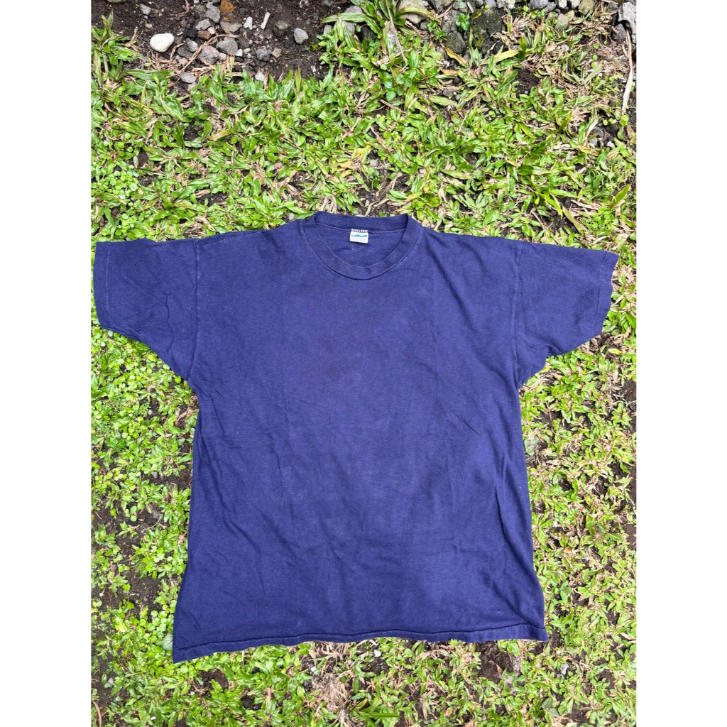 1970's Champion Navy Blank Tee - Made in USA - Single Stitch