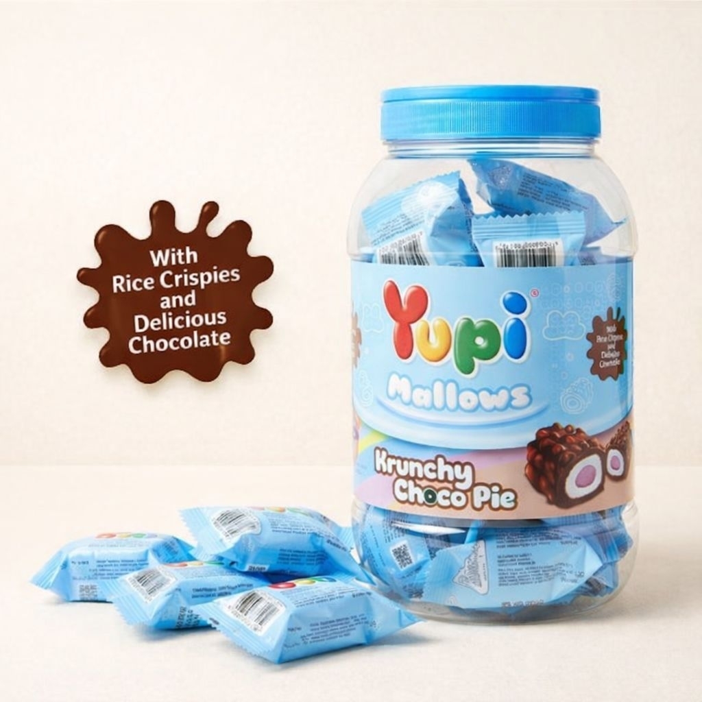 Permen Yupi Marshmallow Krunchy Choco Pie Toples Isi 18pcs @8gr
