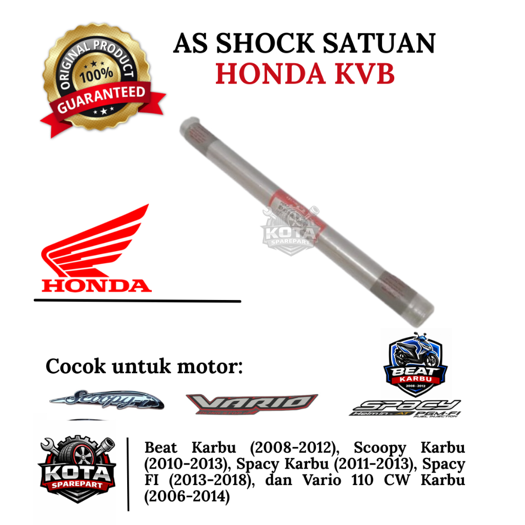 AS SHOCK ONLY SATUAN ORIGINAL HONDA KODE KVB UNTUK MOTOR BEAT KARBU (2008-2012), SCOOPY KARBU (2010-