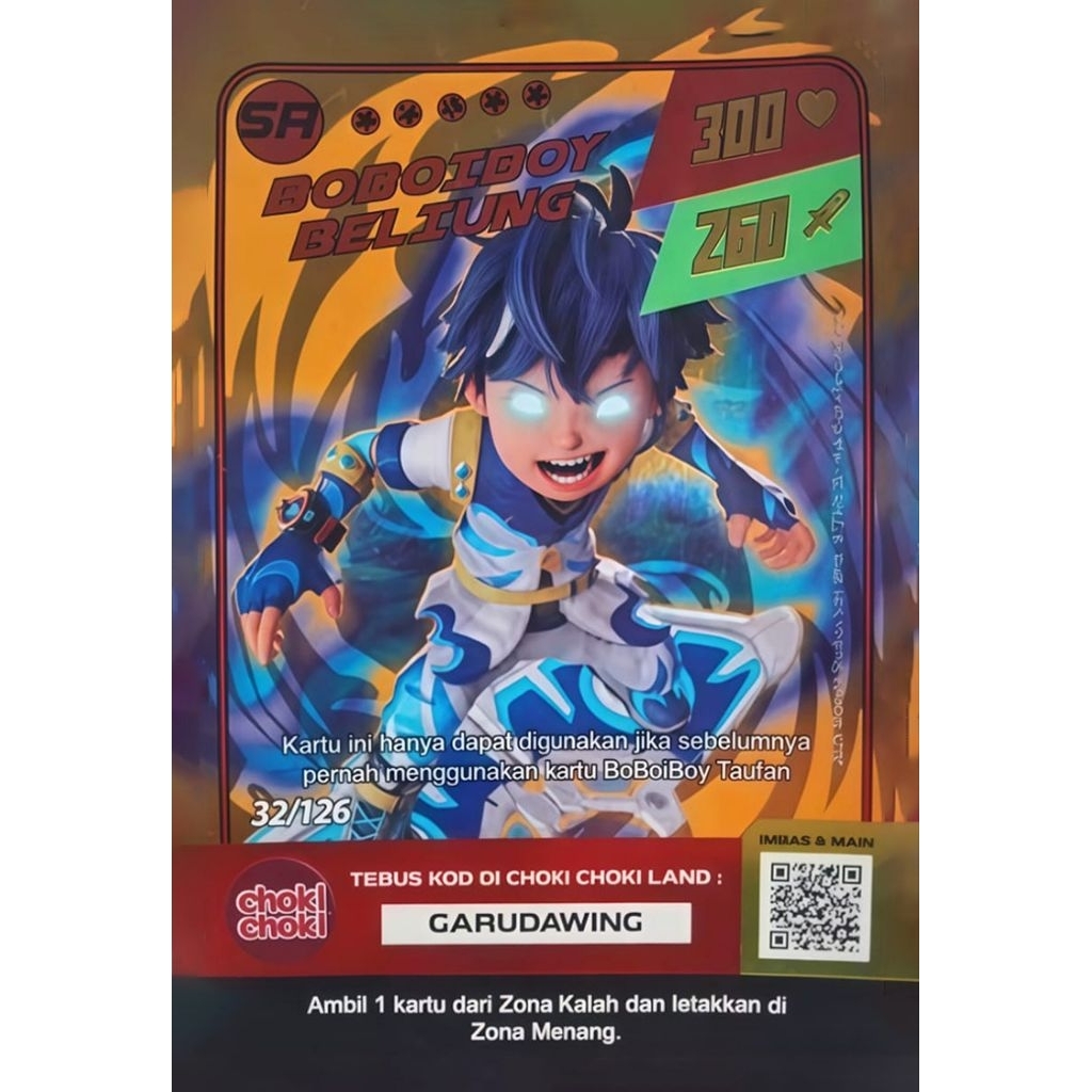 kartu Choki-choki Boboiboy SR beliung