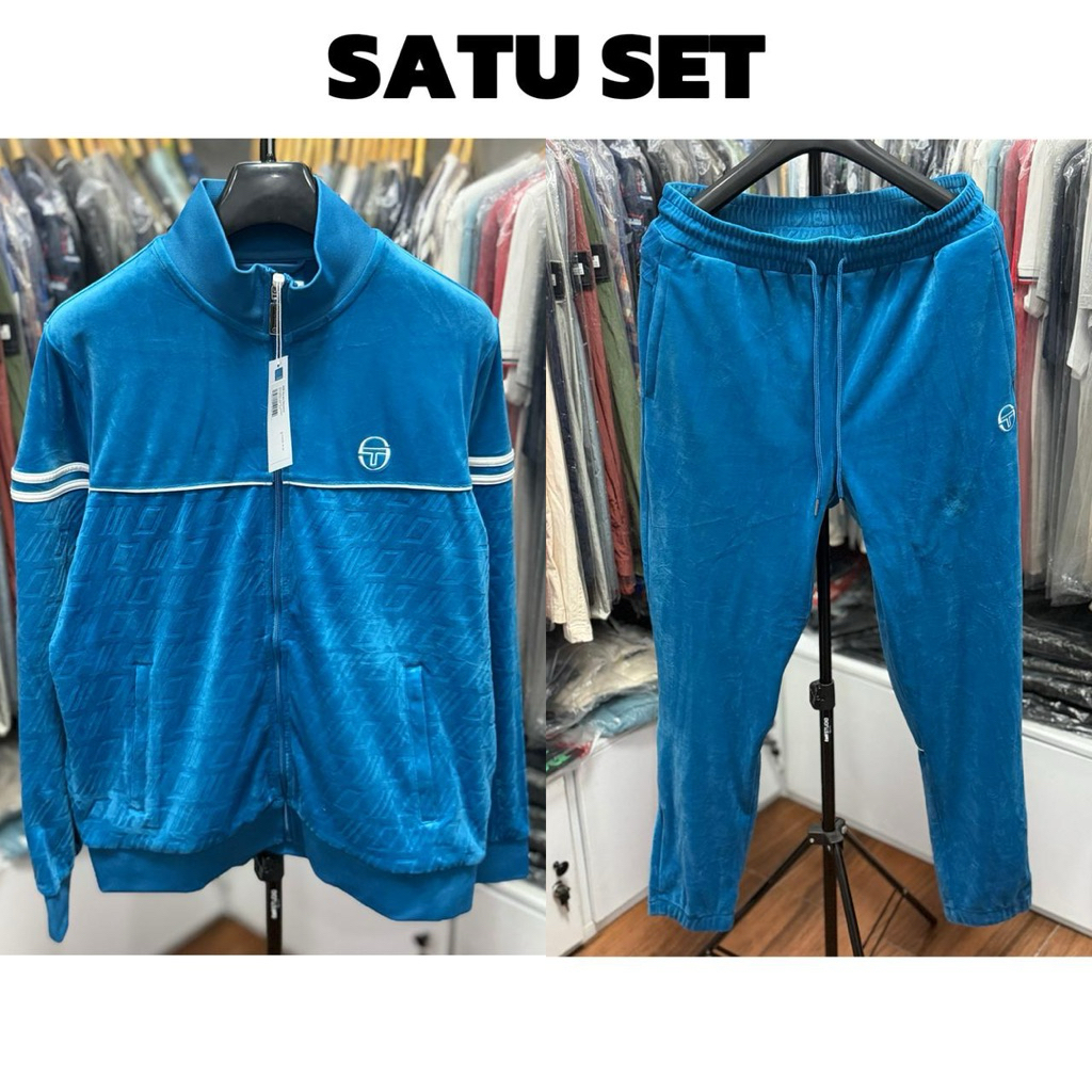 Tracktop Set Sergio Tacchini Bandiera Mykonos Blue  Brand New With  100% Original  Size : M ( 69 X 5