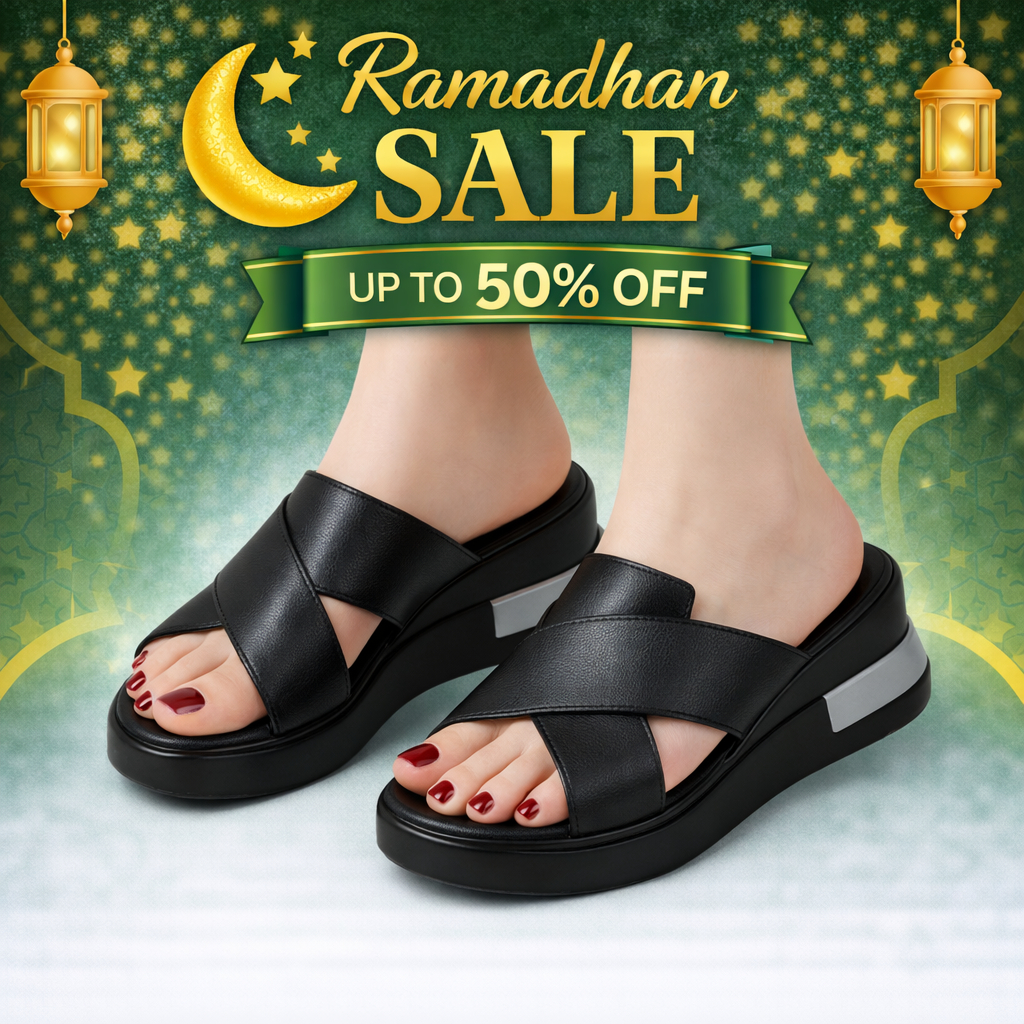 Sandal Wedges Wanita Fashion Viral Kekinian 2025 - Ukuran 37-42, Tinggi Hak 5 Cm - Sendal, Cewek