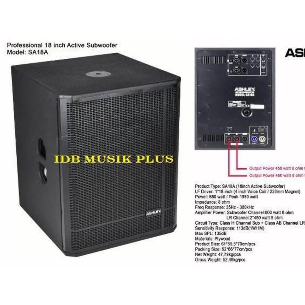 Ashley SA18A SA 18A Subwoofer Aktif 18" Original