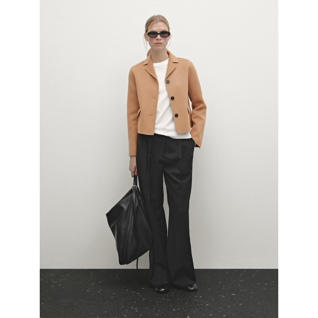 MASSIMO DUTTI JACKET WITH RAISED COLLAR BROWN