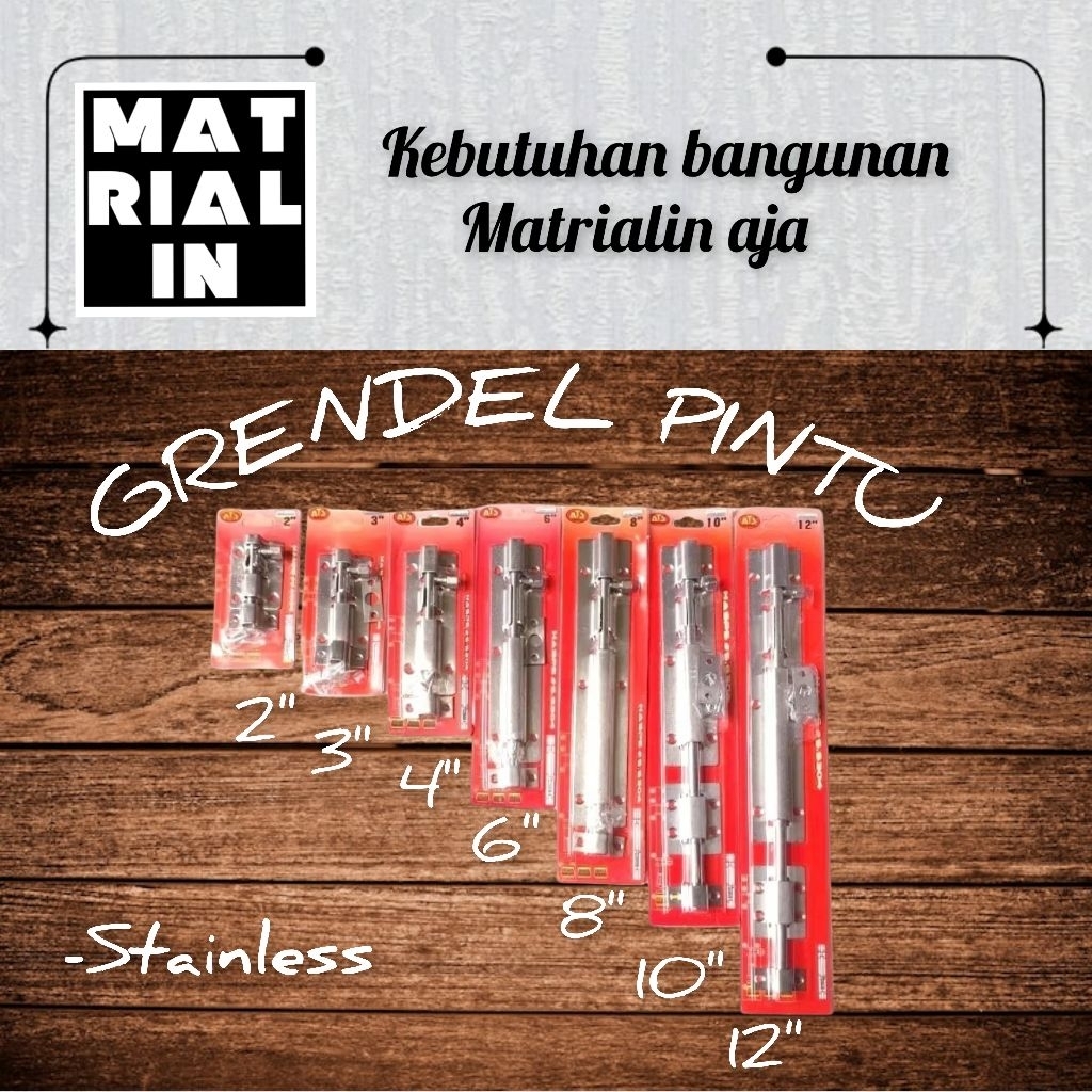 Grendel Stainless / Grendel Pintu / Slot Pintu / Grendel Overval Pintu