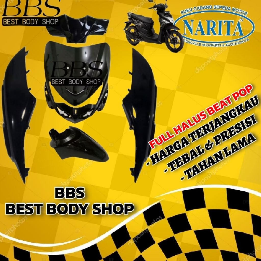 Full Cover Body Halus Honda Beat Pop | Full Bodi Halus Beat Pop Warna Hitam / Putih / Merah / Biru