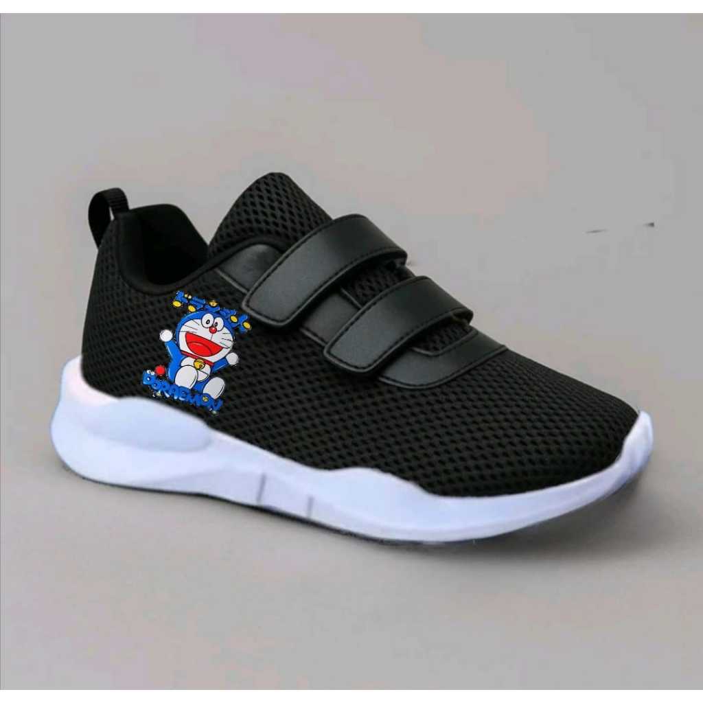 Fafa Sepatu Sneaker Anak Lucu Prepet 2 Motif Doraemon Hitam Murah Trendi Nyaman Berkualitas