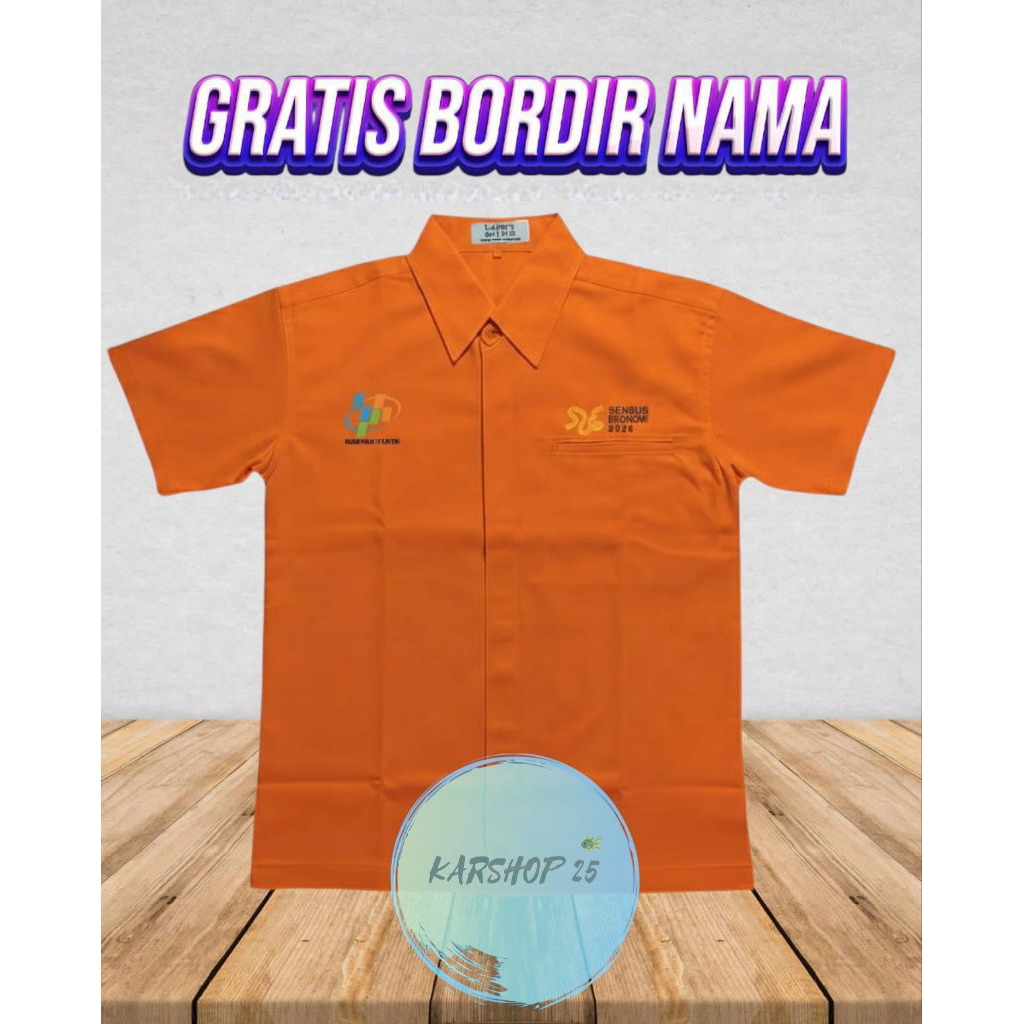 SERAGAM BPS LENGAN PENDEK TERBARU KEMEJA BPS KEMEJA KERJA BPS KEMEJA BORDIR BPS SERAGAM SENSUS EKONO