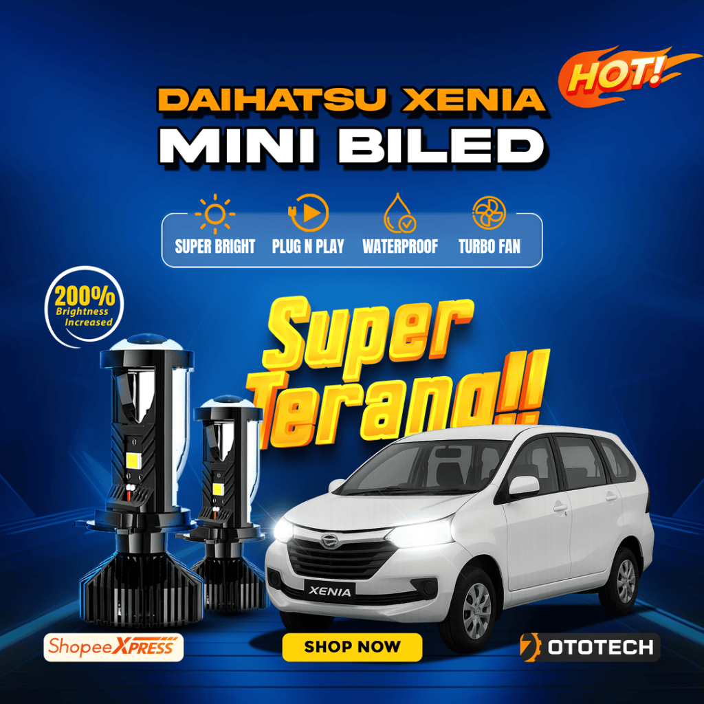 [Ototech] Lampu Daihatsu Xenia H4 Mini Biled Projie LED Projector Mobil Super Terang