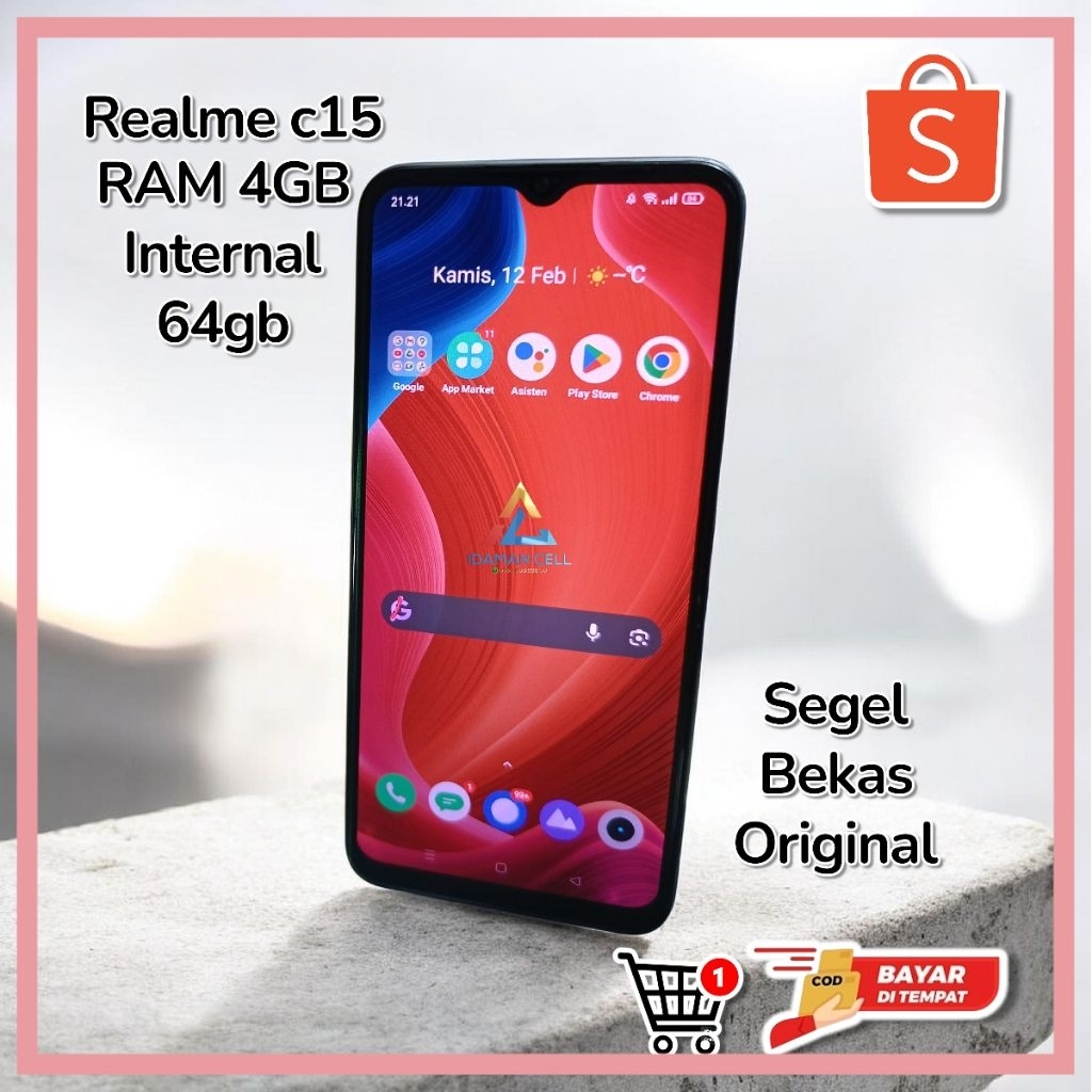 Realme c15 Ram 4GB internal 64GB segel Bekas Original