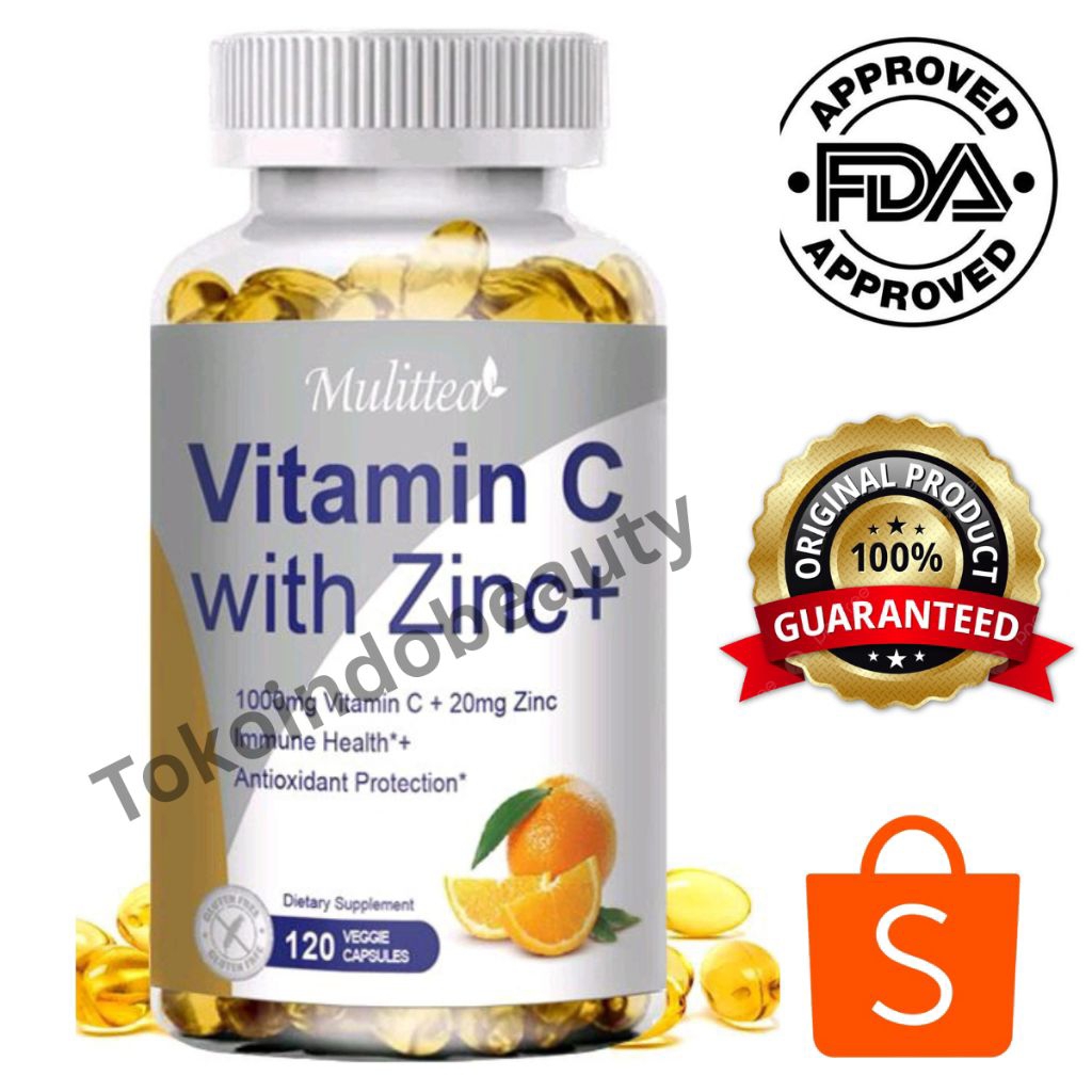 Mulittea Vitamin C With Zinc Vitamin C 1000mg And Zinc 20mg for Immune Support ,Powerful Antioxidant