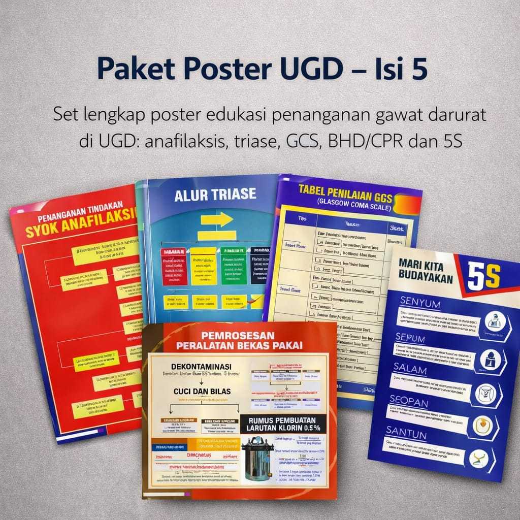 Poster Edukasi UGD Isi 5 – Media Pembelajaran Gawat Darurat untuk RS, Klinik & Puskesmas