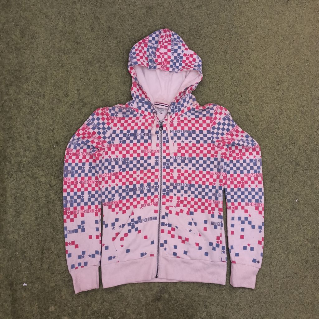 tommy hilfiger flag all over print zip hoodie