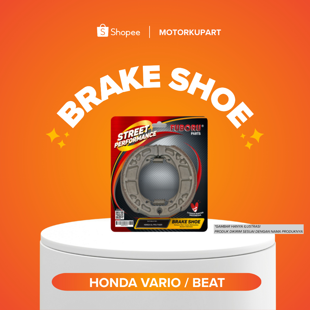 KAMPAS REM BELAKANG HONDA VARIO / BEAT BRAKE SHOE FUBORU
