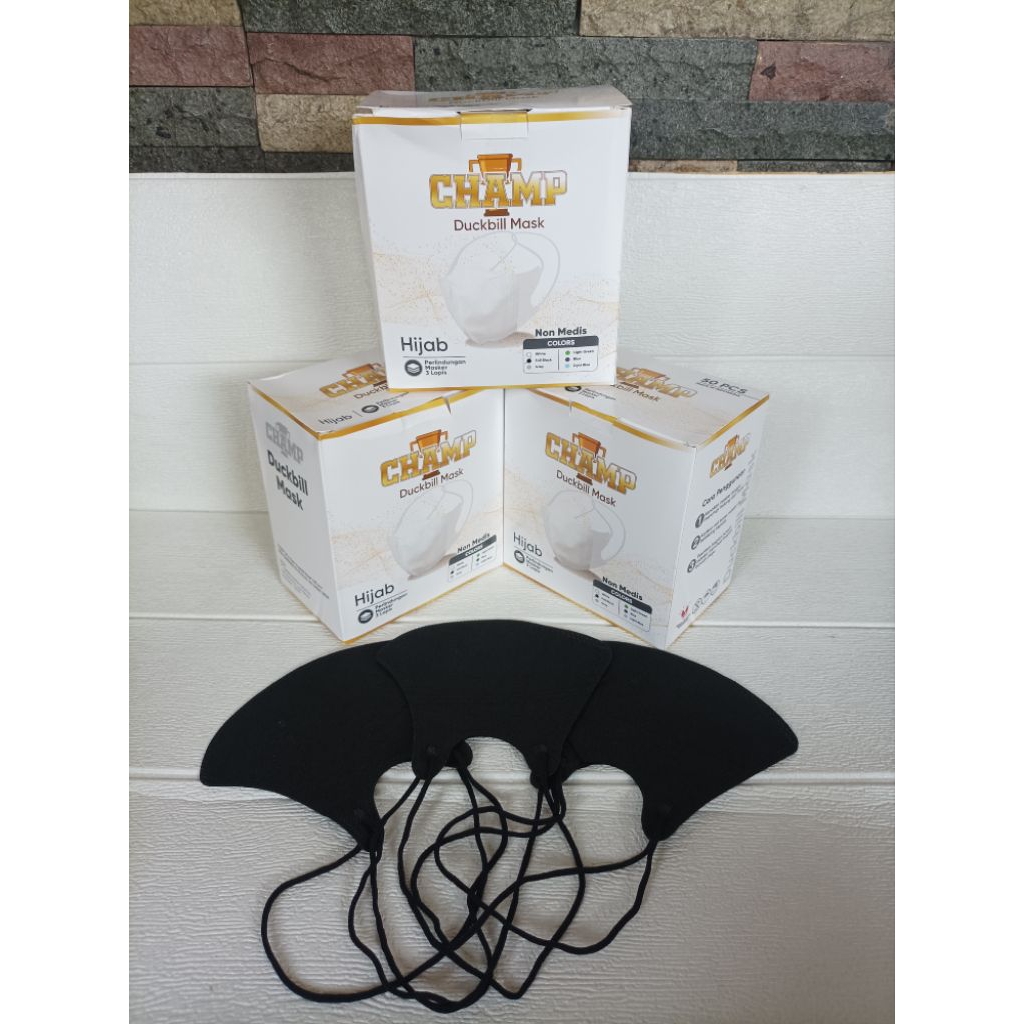 Masker DUCKBILL HIJAB Dewasa CHAMP (Hitam)